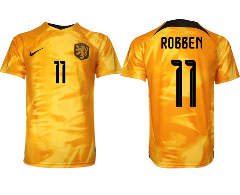 Men 2022 World Cup National Team Netherlands home aaa version yellow #11 Soccer Jersey->customized soccer jersey->Custom Jersey